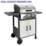 Nowoczesny grill z pokrywą gazowy z 3 palnikami żeliwnym rusztem półki