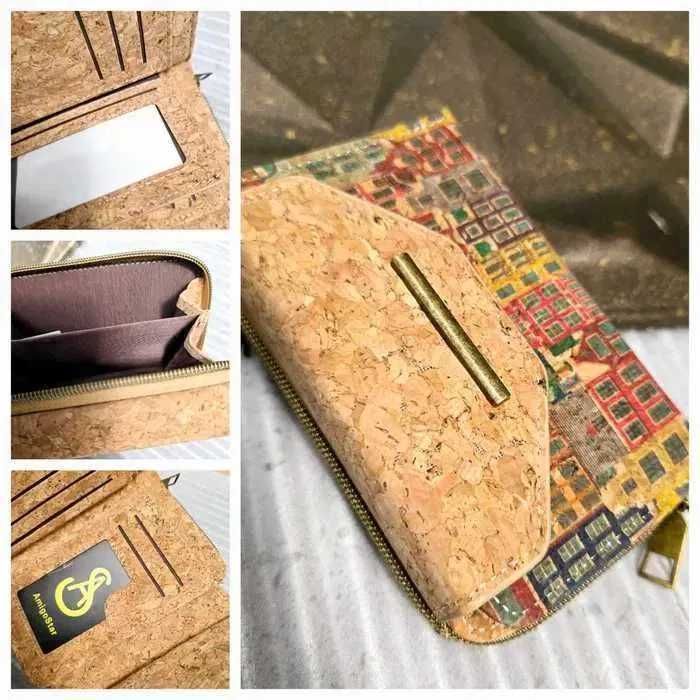 Modny korkowy portfel damski pojemny HIT nowy