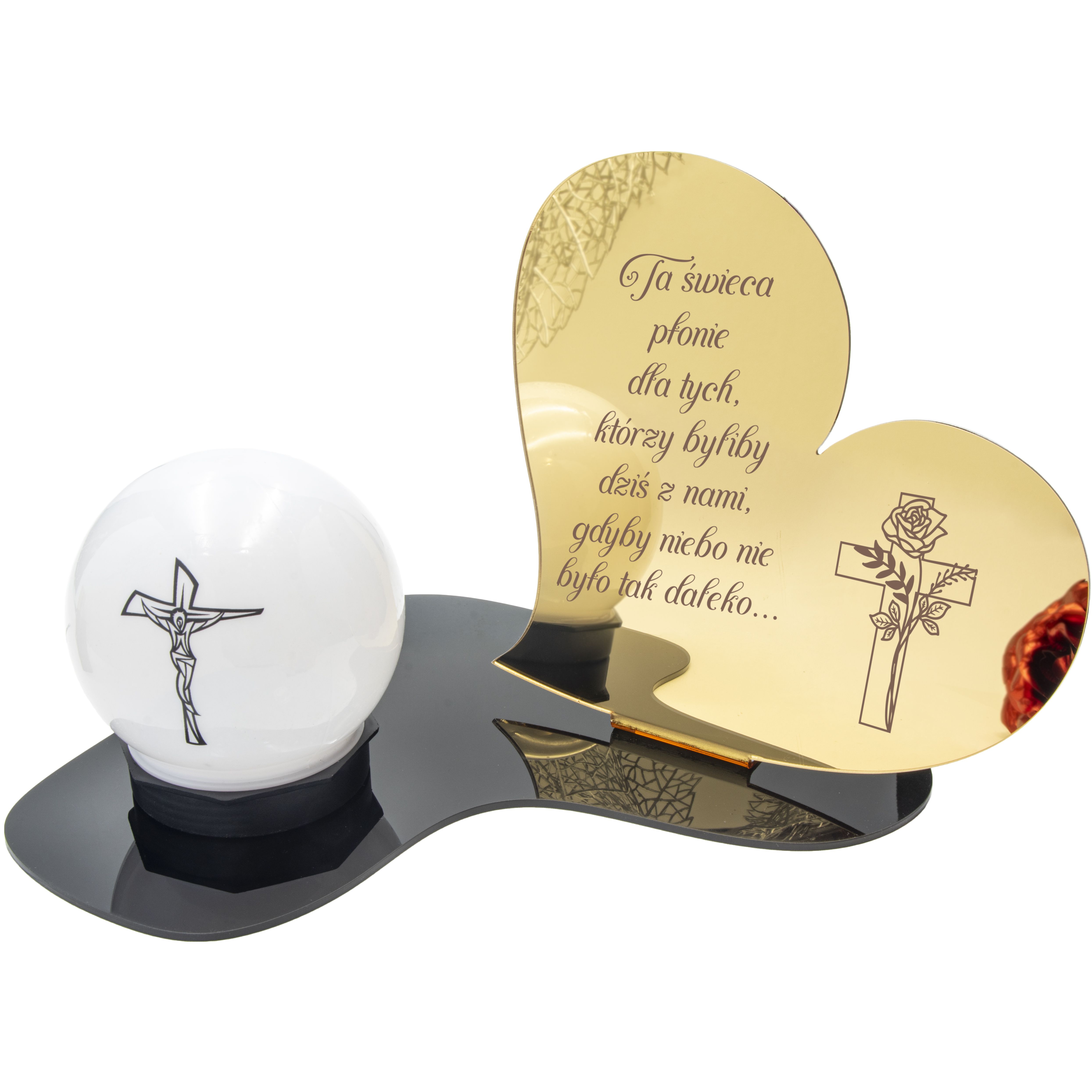 Znicz led statuetka złota na cmentarz grób duża wieczna lampka