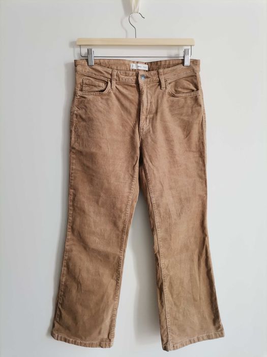 Calças de Veludo Cotelê Fino Bege, Tamanho EU 40 / M, Mango