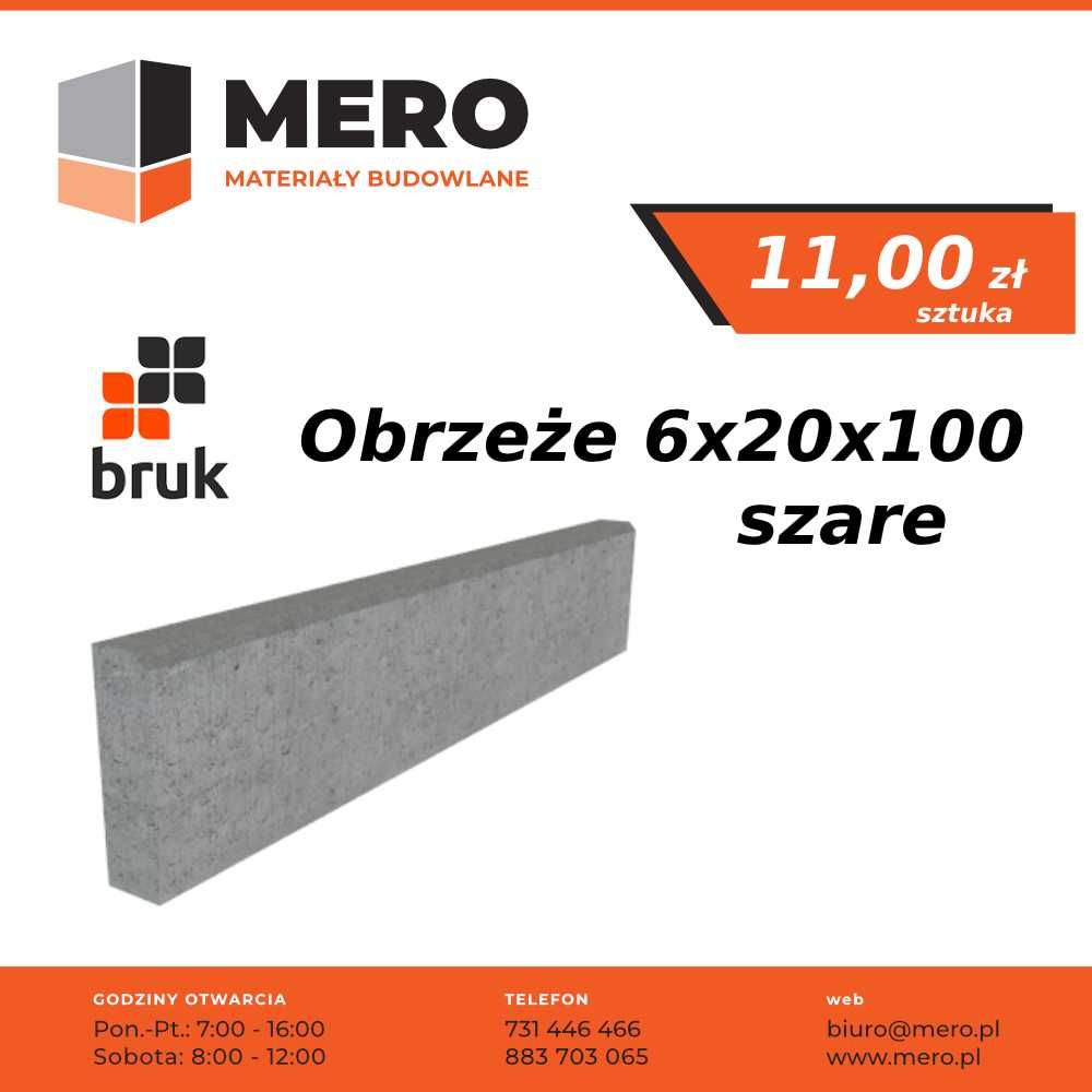 Obrzeże szare 6x20x100