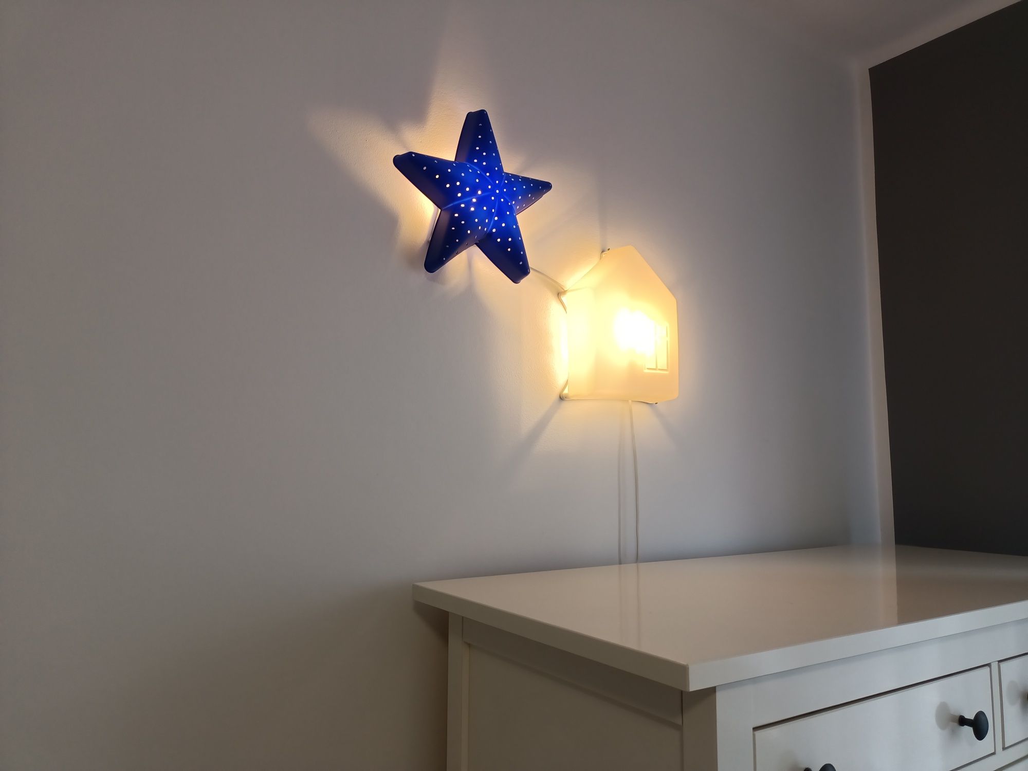 Lampka nocna ścienna IKEA domek + gwiazda 2w1