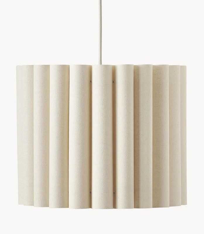 Designerska lampa wisząca z lnu Lucina Jasny beż Ø35xH31cm