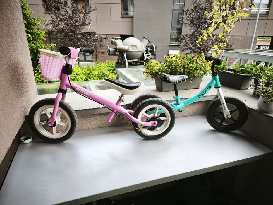 Rower  rowerek biegowy Kettler z koszykiem dla dziewczynki różowy