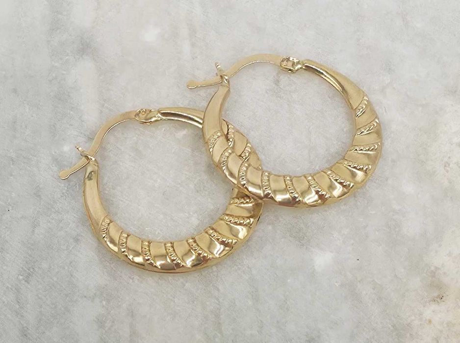 Złote kolczyki koła grawerowane 585 GOLD MONEY