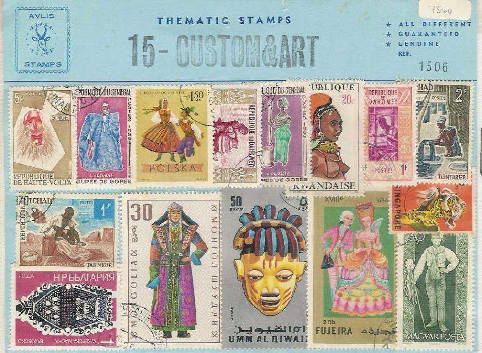 Vários conjuntos temáticos de selos