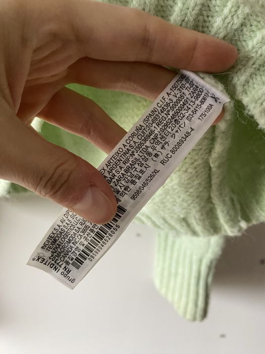 Zara miętowy sweter alpaka wełna