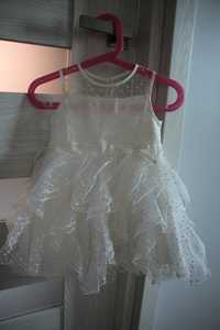nowa sukienka chrzest, chrzciny, wesele ecru 6-9m-cy rozm. 68-74