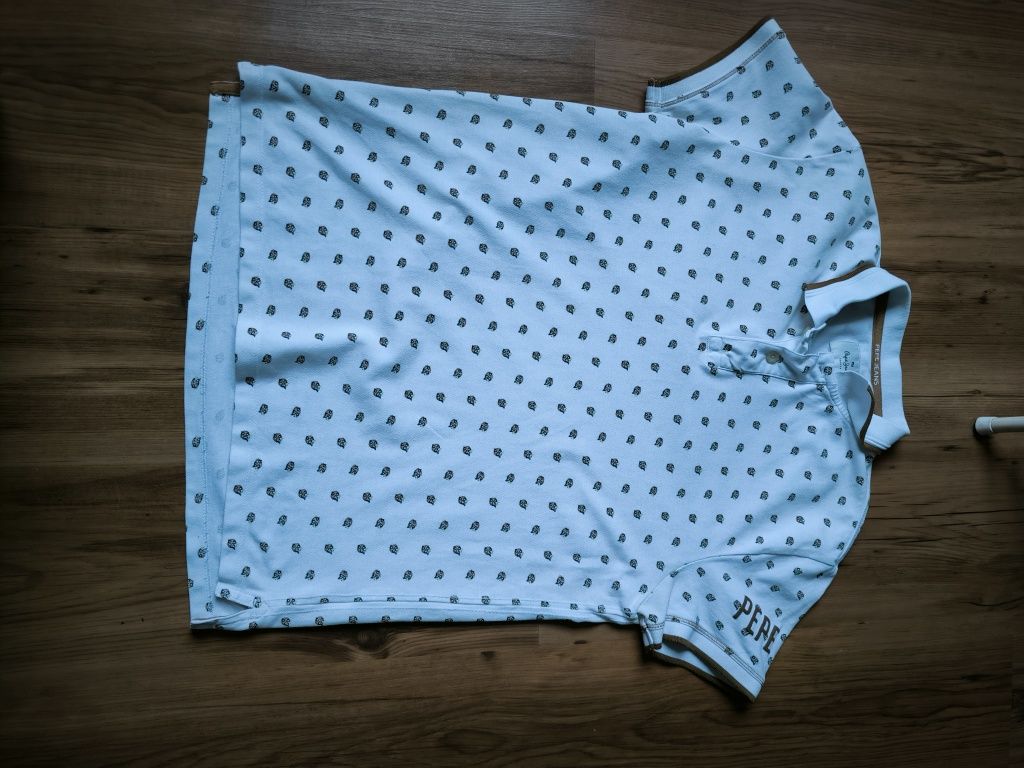 Pepe Jeans koszulka Polo S Męska biała wzorzysta krótki rękaw
