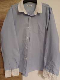 Niebieska koszula chłopięca z długim rękawem rozmiar 140 cm