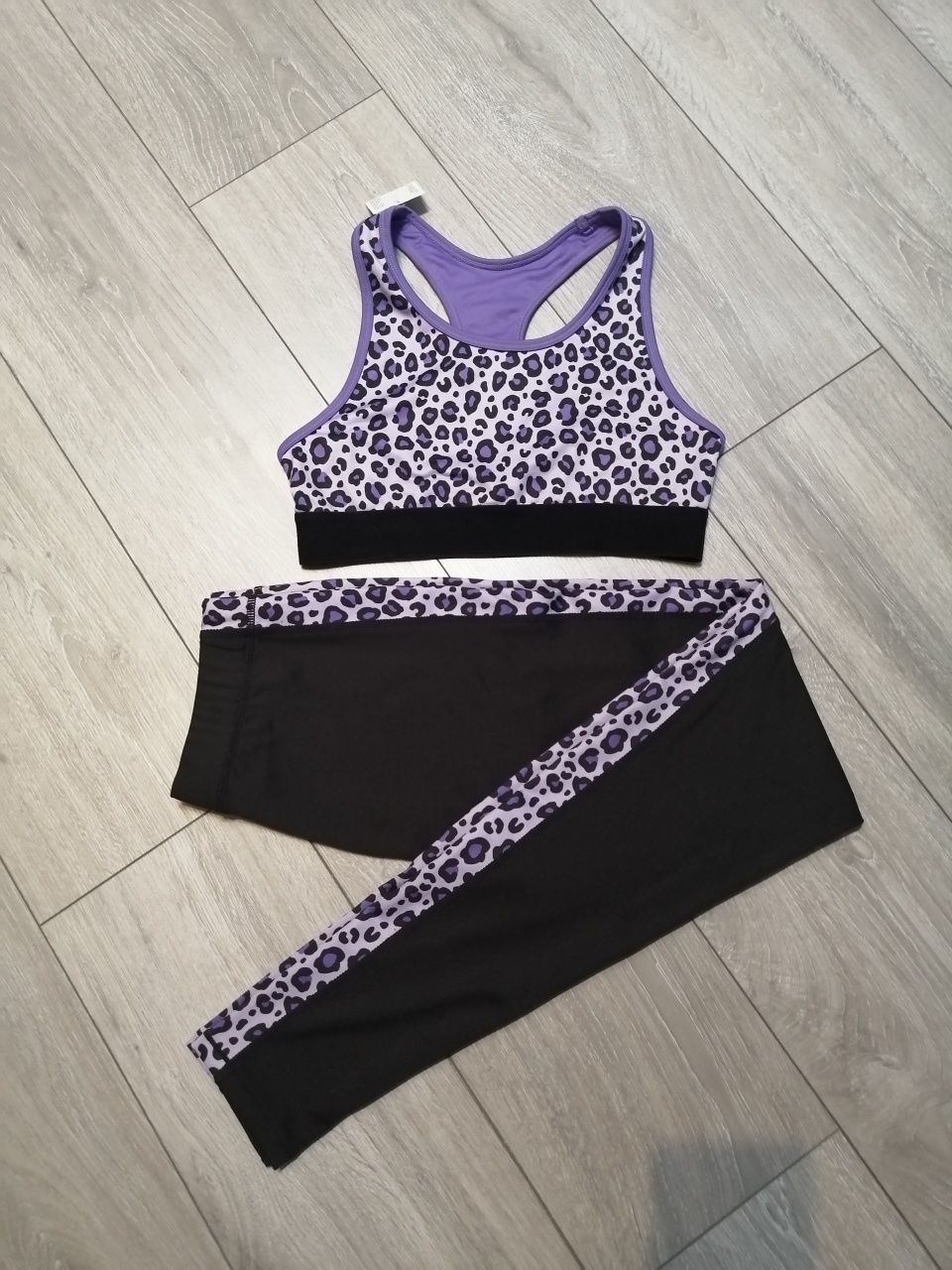 Nowy komplet sportowy H&M panterka rozm S, legginsy, top, 170