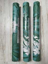Tapeta w roslinne wzory zielono-biała