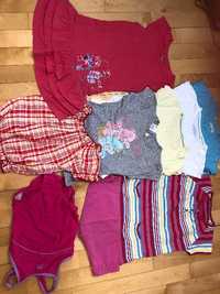 bluzki, sukienka, komplet, spodnie, rozm. 86-92 dziewczynka lato