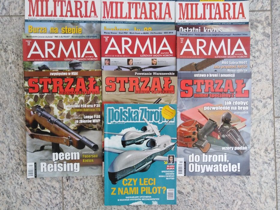Czasopisma wojskowe 11 nr: Militaria, Armia, Strzał, Polska Zbrojna
