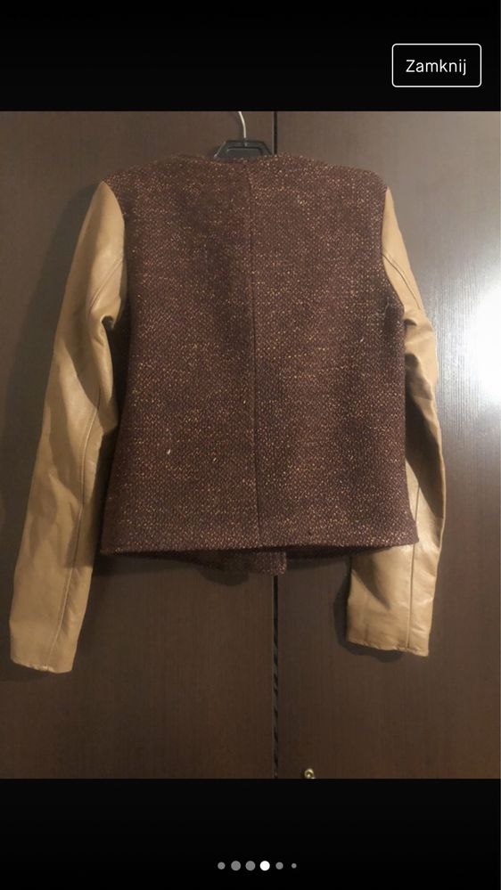 Brązowa ramoneska ze złotą nitka Butik