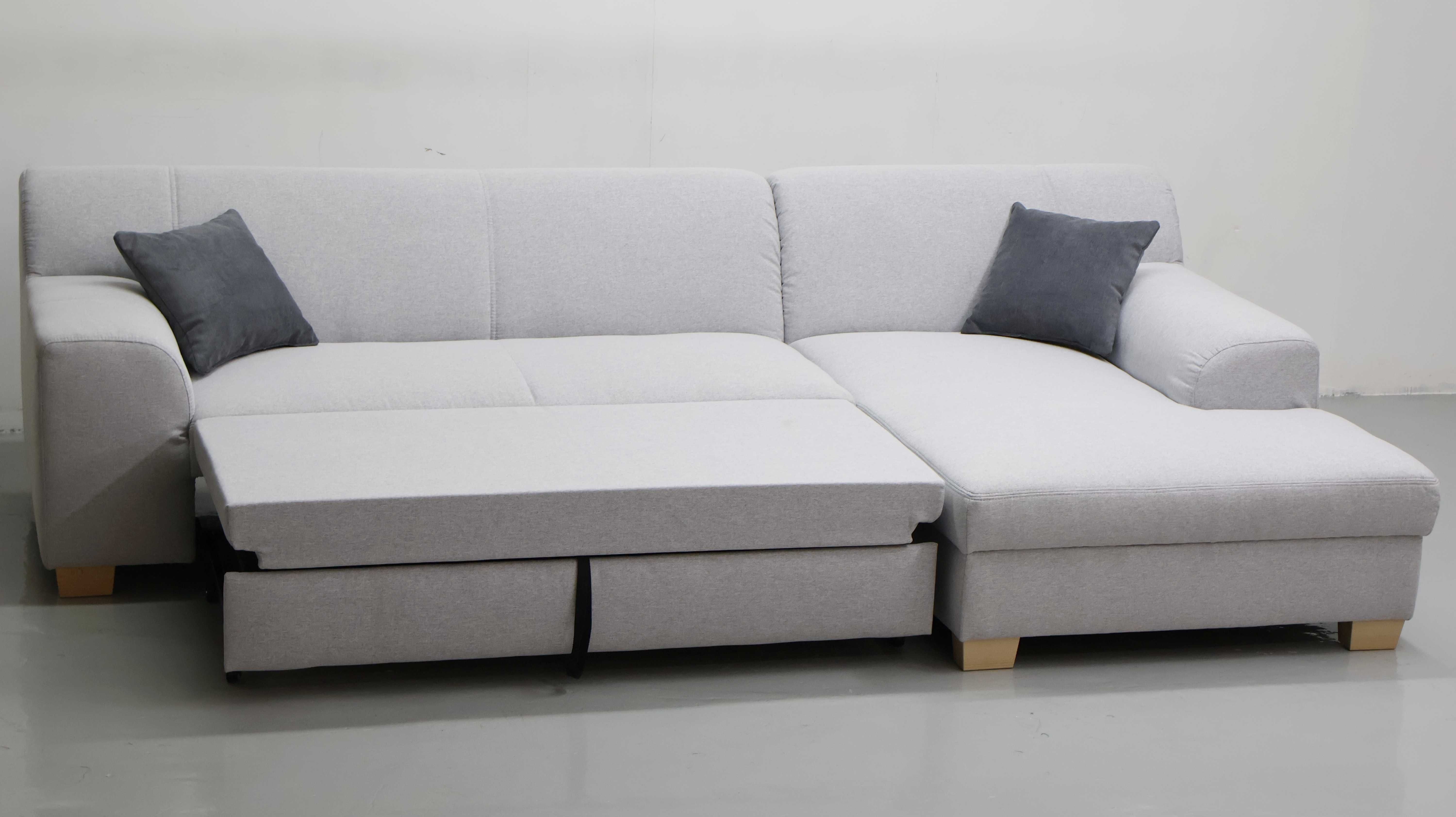 TGX DESIGN NAROŻNIK funkcja spania, kanapa, rogówka SZARA tkanina sofa