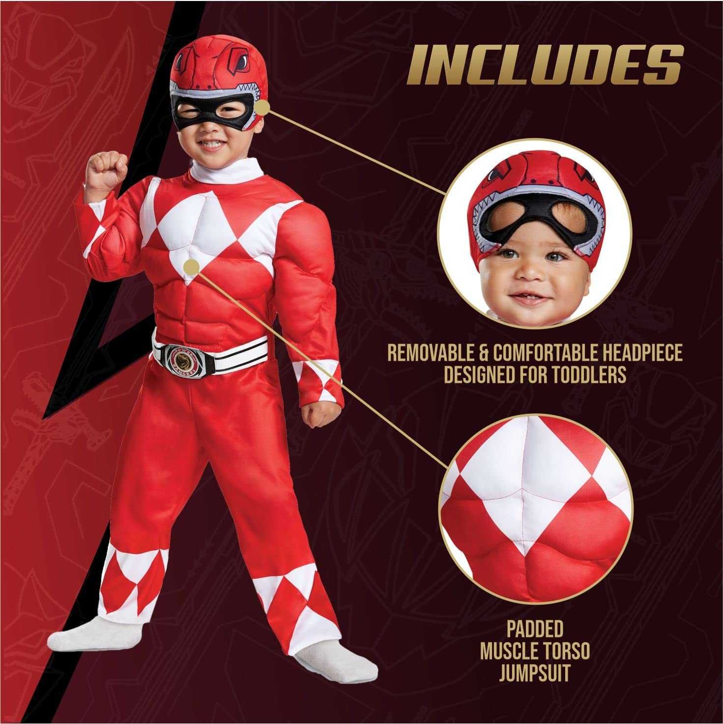 Kostium na Halloween dla malucha 3-4 lat Power Ranger Muscle Q49