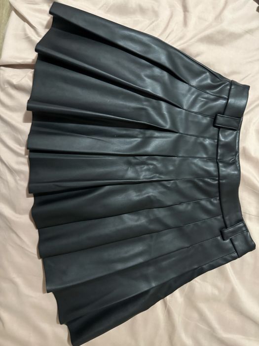 Кожана юбка/Шкіра/Шкіряна юпка/Спідниця/Плісе/Stradivarius/Страдивариу