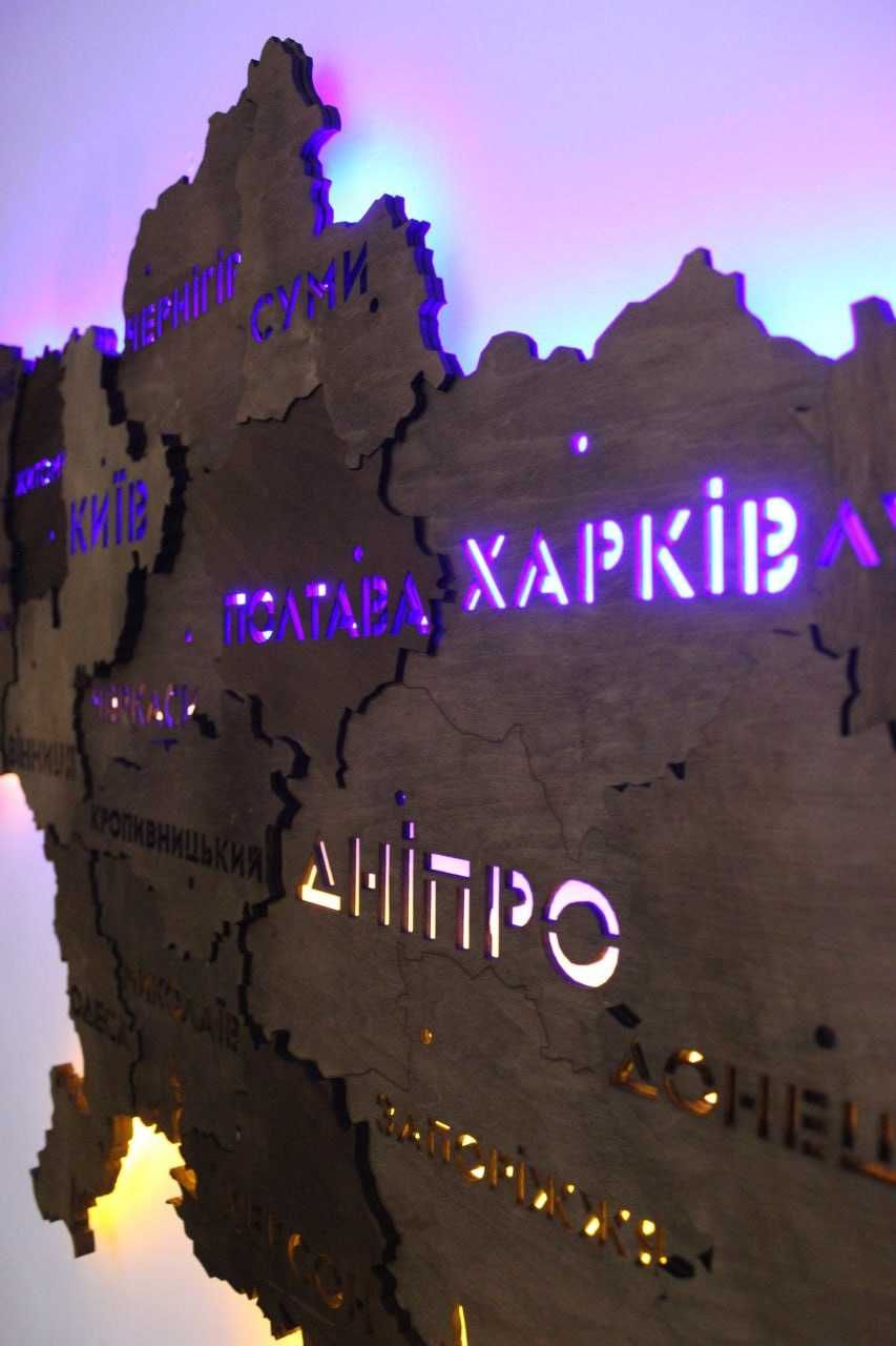 Многоуровневая 3D карта Украины с подсветкой