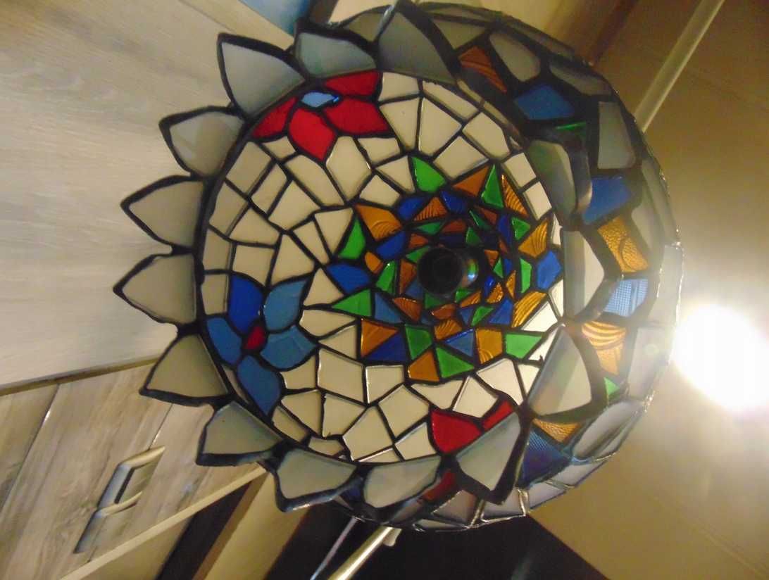 Lampa witrażowa,mosiężna,art deco