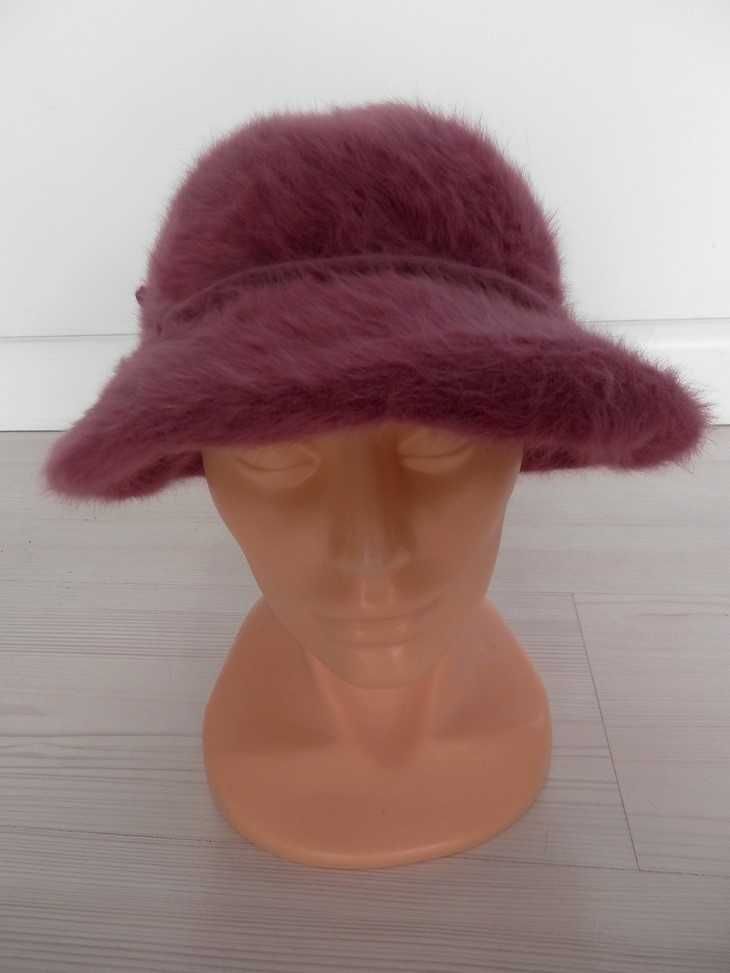 Czapka Wełniana Angora Lawendowa Kapelusz Bucket Kangol M/L