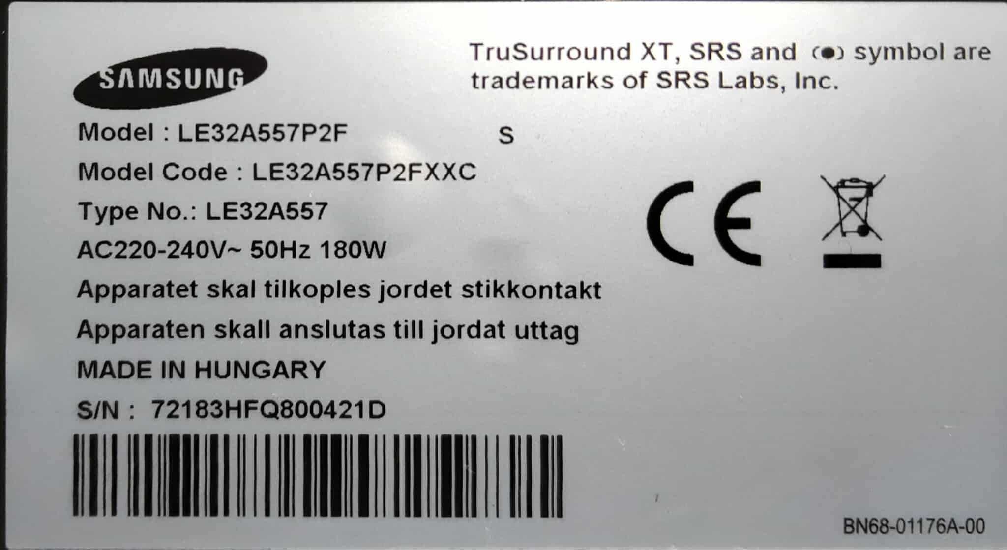 TV SAMSUNG LE32A557P2F - 80 cm - 32 Polegadas