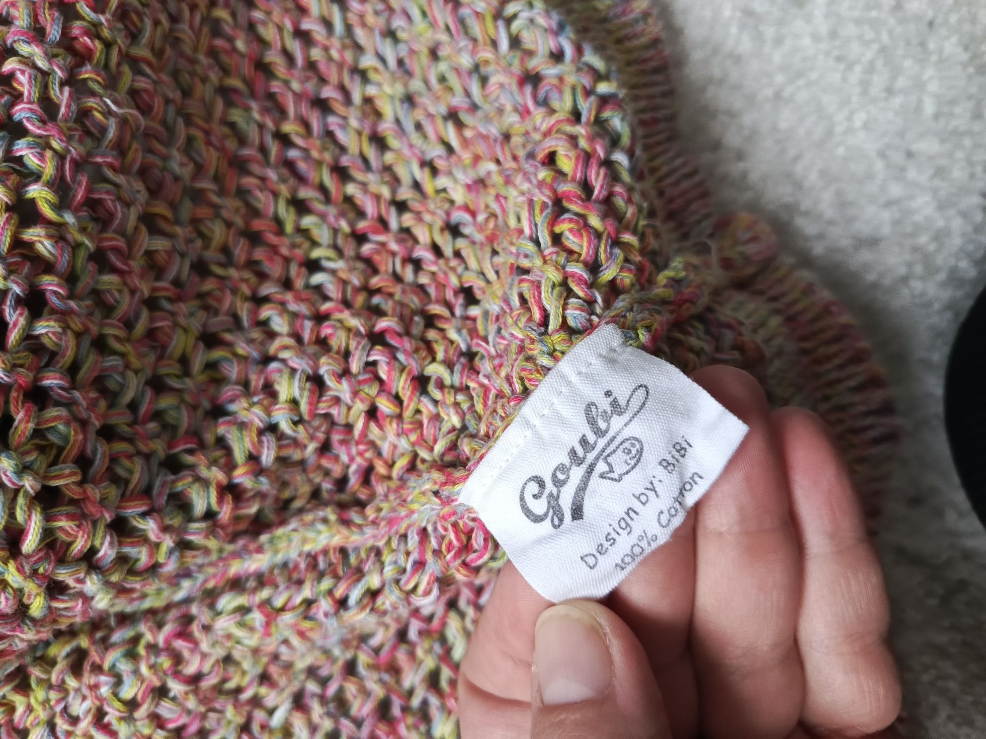 Kolorowy kardigan GOUBI 100% bawełna L/XL pleciony barwny