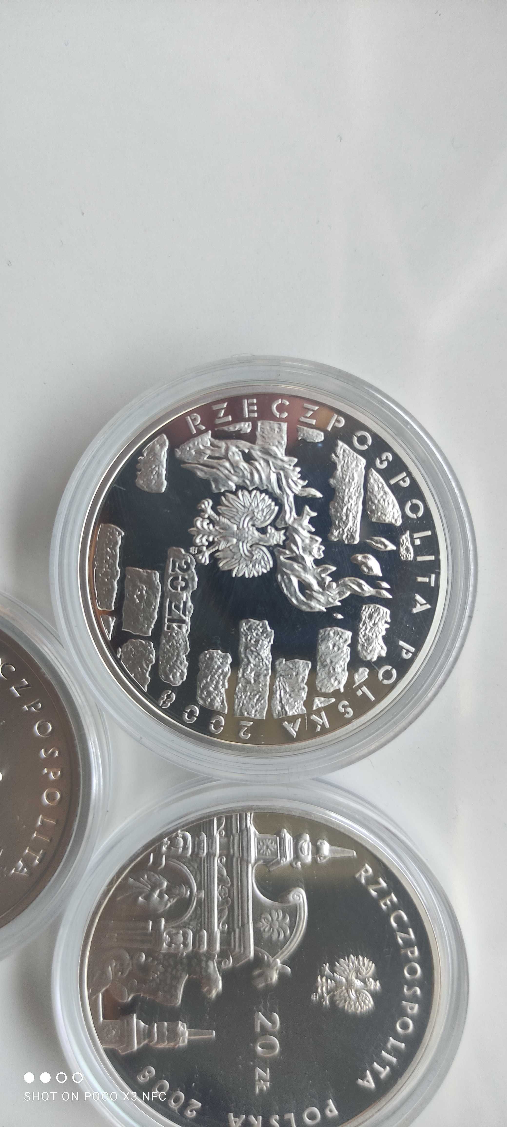Monety srebrne zestaw 3 sztuk 20 zł 2008 srebro ag