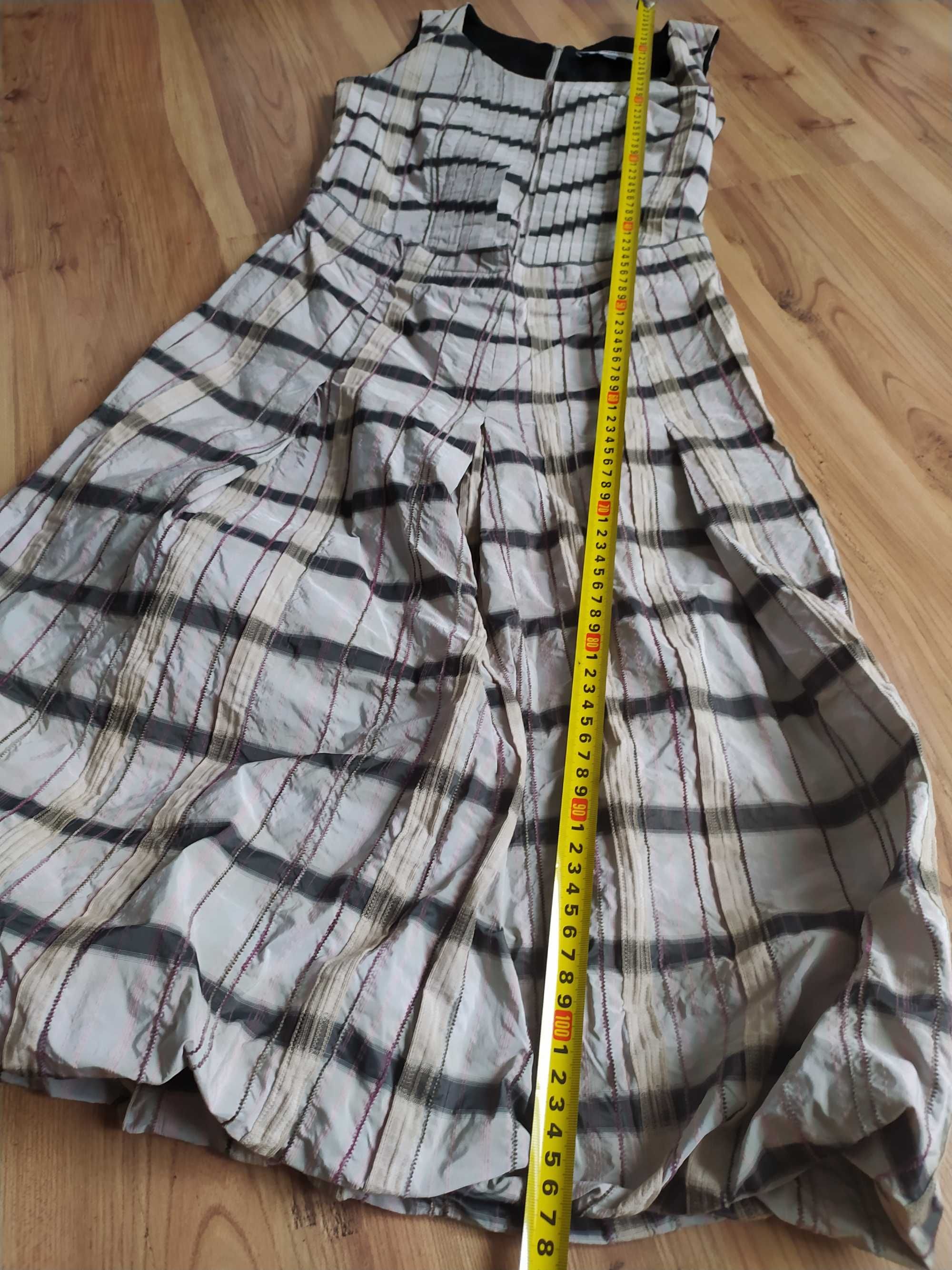 Sukienka w paski rozkloszowana bombka elegancka wesele XS 34 Monnari