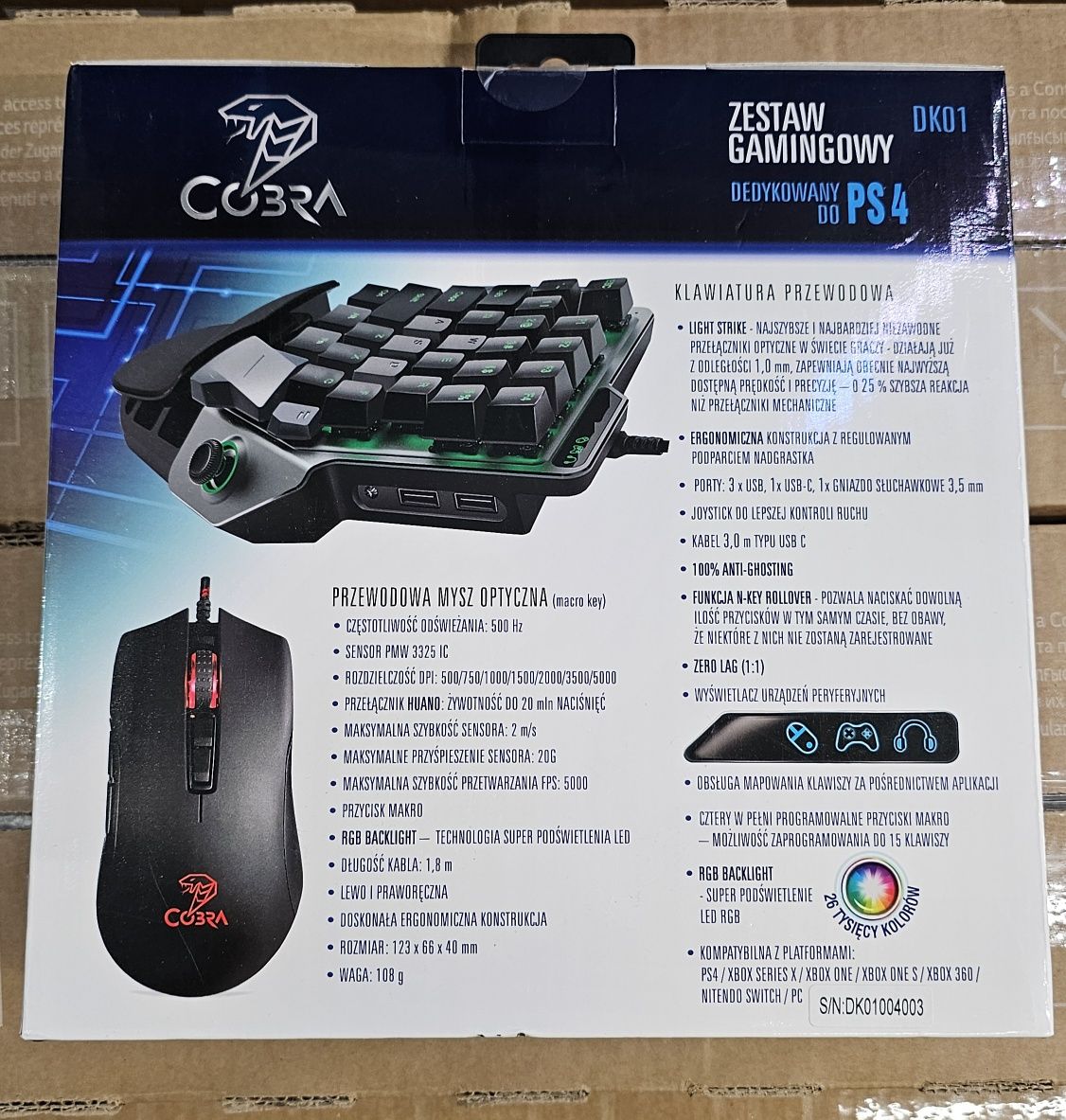 Zestaw gamingowy klawiatura + mysz PS4