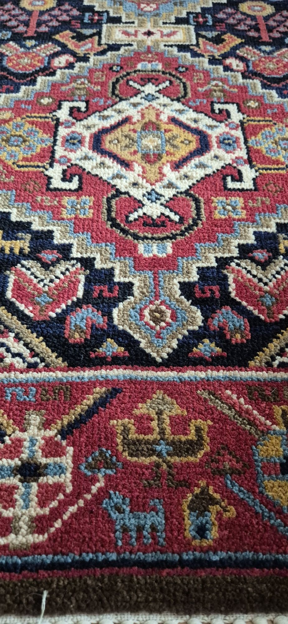 Piękny stary dywan wełniany z metką design PRL