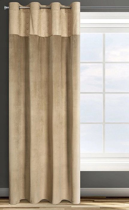 Zasłona welurowa na przelotkach 140x250 dekoracyjna Agnes beżowa