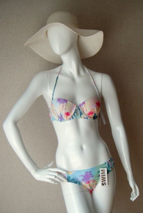 Bikini 40B L 85B  kwiaty print kostium strój kąpielowy push up floral