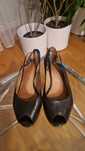 Skórzane czółenka peep toe