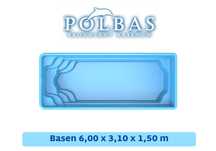 Basen PREMIUM 6,00 x 3,10 x 1,50 poliestrowy POLBAS zestaw