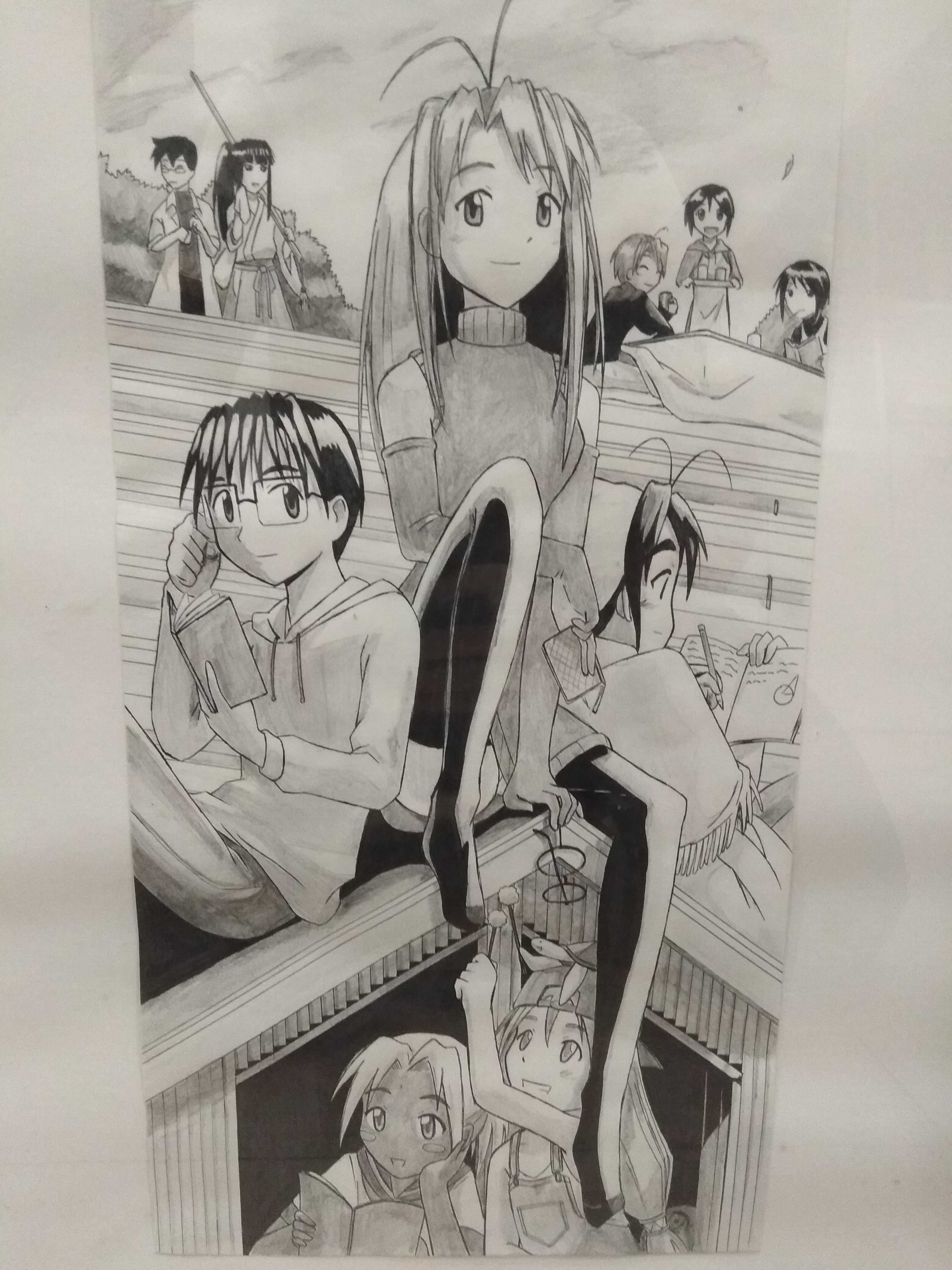 Love Hina szkic rysunek obraz w antyramie manga anime