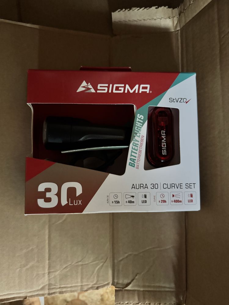 Lampki rowerowe Sigma Aura 30+Curve przód+tył