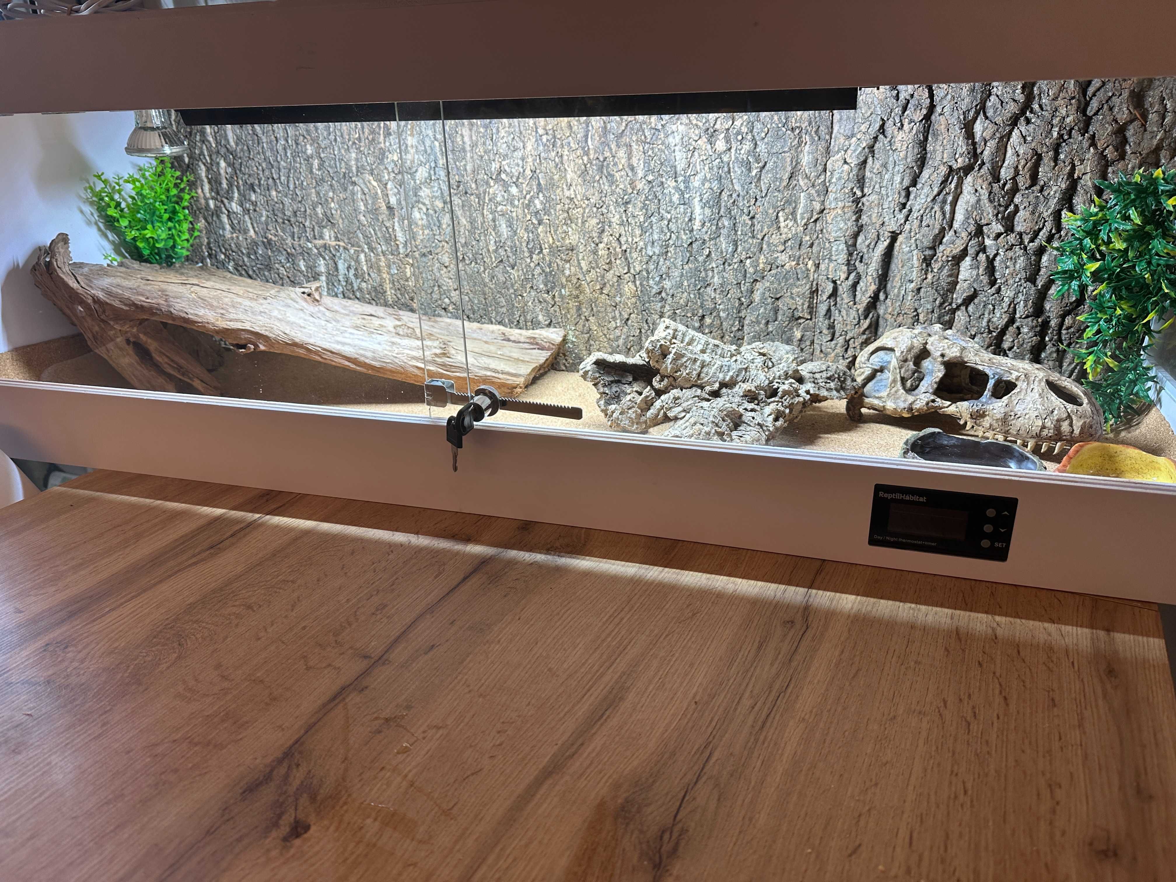Terrario pvc 120x40x40cm completo, extras, UVB e LED Bluetooth, heat