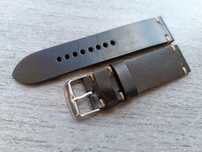 Czarny skórzany pasek zegarka 21/20 mm złote przeszycia S