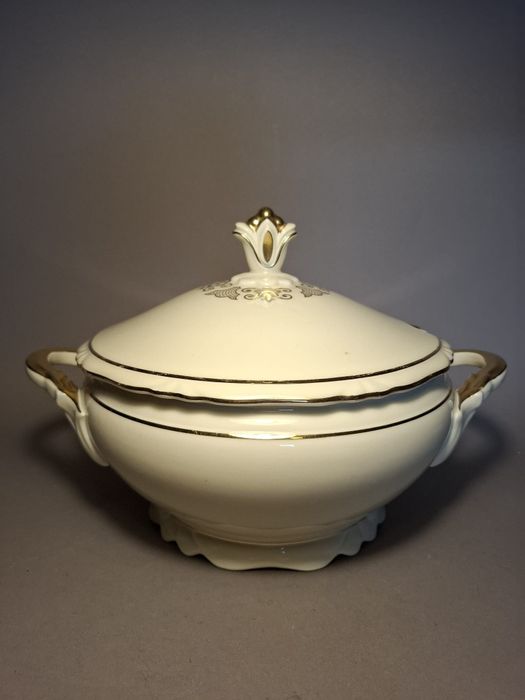 Duża porcelanowa waza na zupę ekri