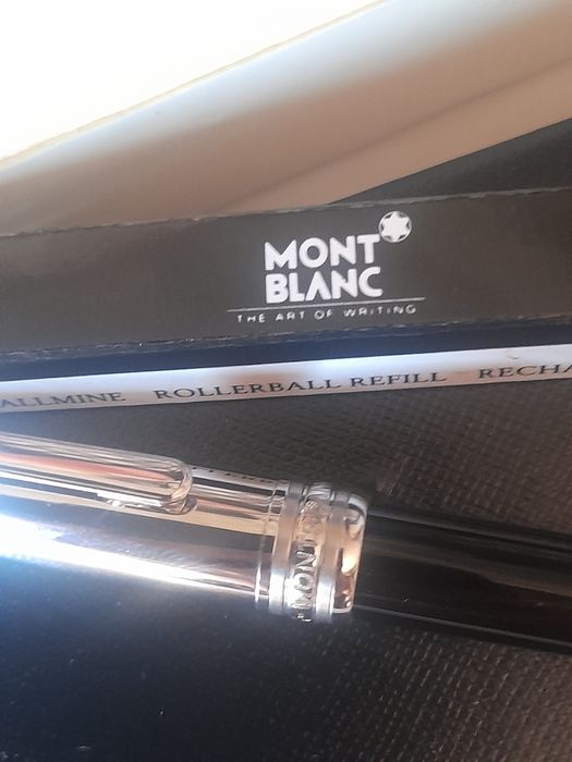 Caneta Rollerball Montblanc Meisterstuck classic tampa de aço