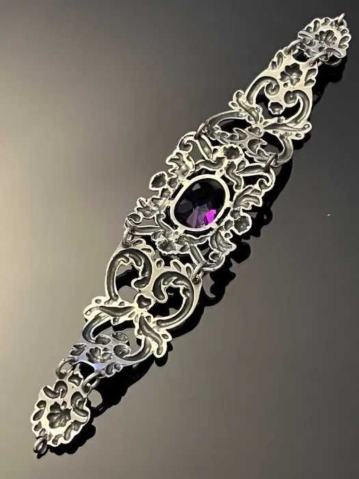 Srebro - Srebrna bransoletka w secesyjnym stylu, próba srebra 925