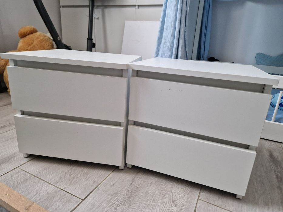 Szafka nocna biała komplet zestaw 2 sztuki szyflady