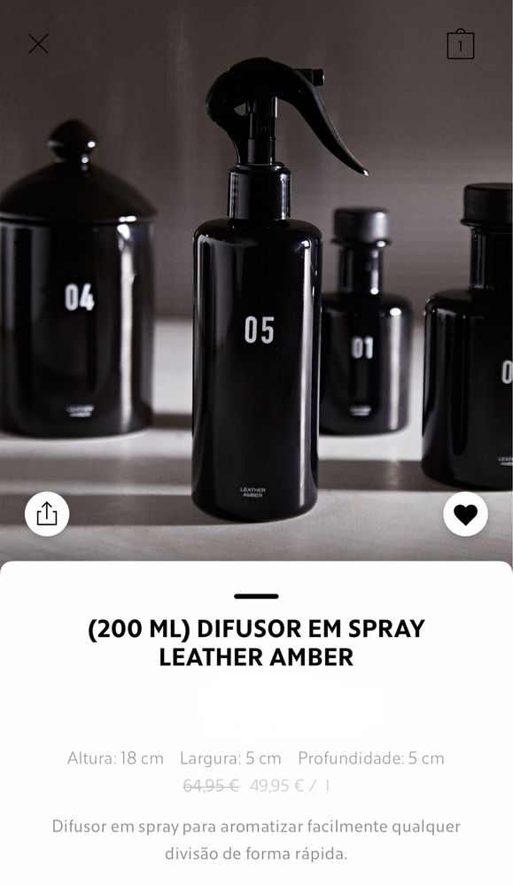 (200 ML) Difusor Em Spray LEATHER AMBER Zara Home NOVO