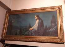 Retro Vintage Moldura Madeira Gesso Imagem Rara Jesus Cristo