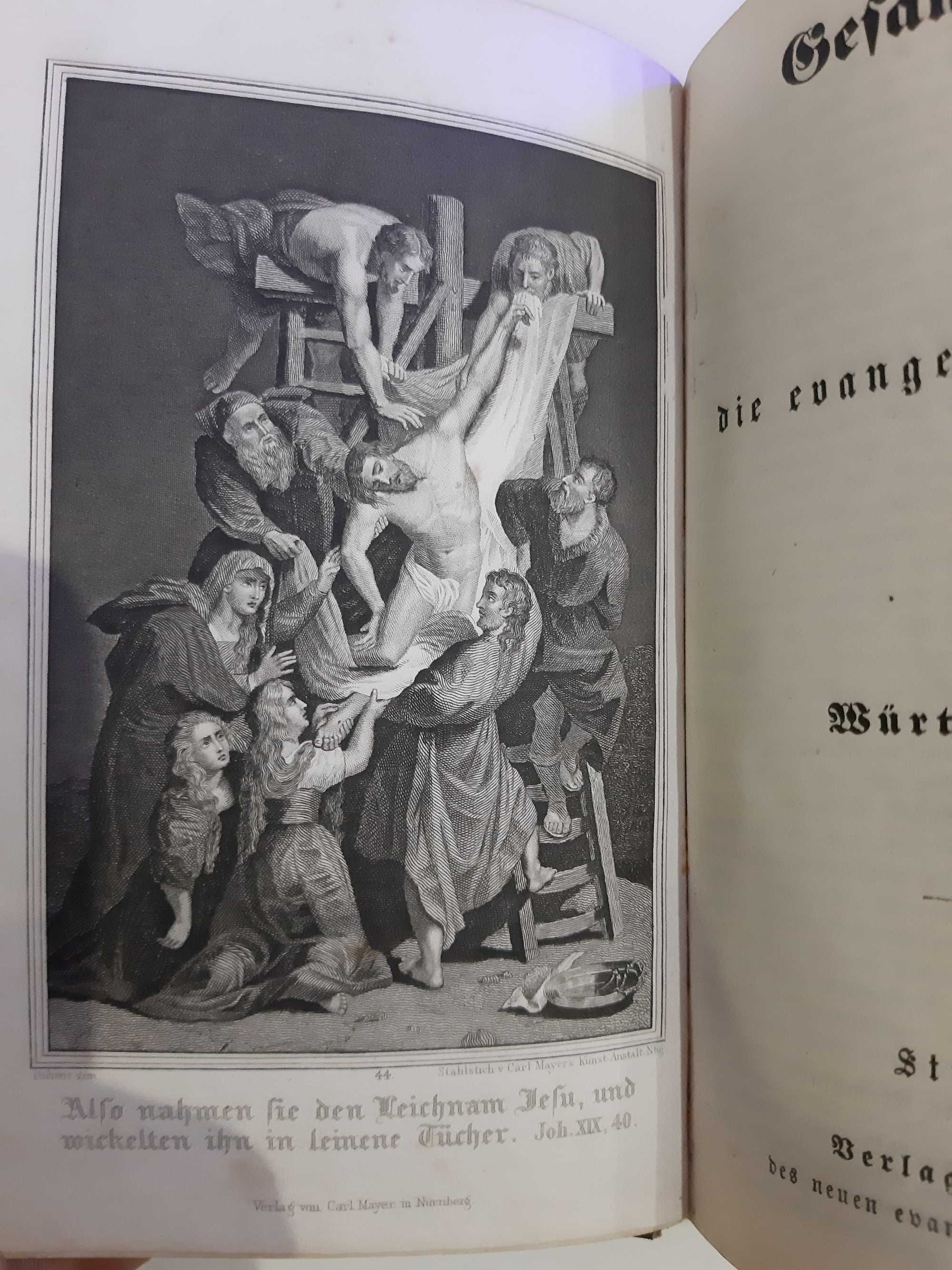 Stara Księga  Kościoła Ewangelickiego srebro 1859 Gesangbuch Stuttgart