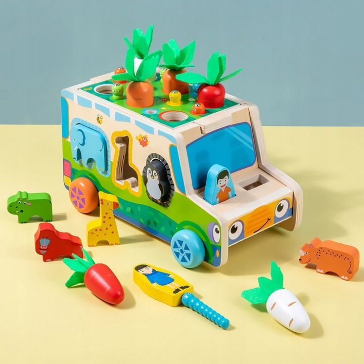 Montessori Sorter Klocków Złap Robaczka Auto Układanka Marchewki I Rob