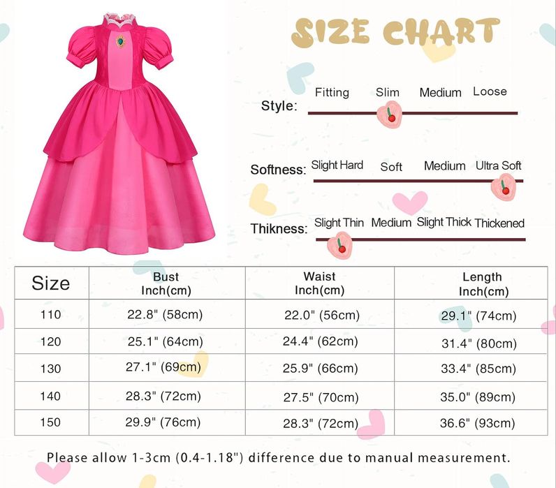 Elegancki Kostium Księżniczki Peach 110Cm