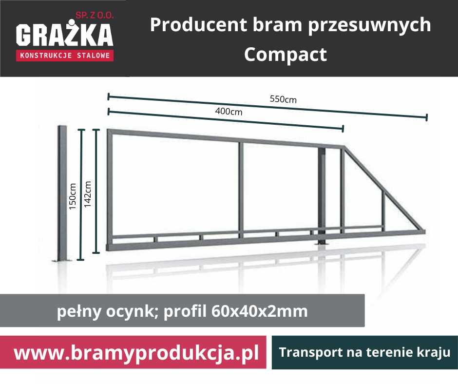 Brama przesuwna RAMA surowa stal 4mx1,42m PRODUCENT