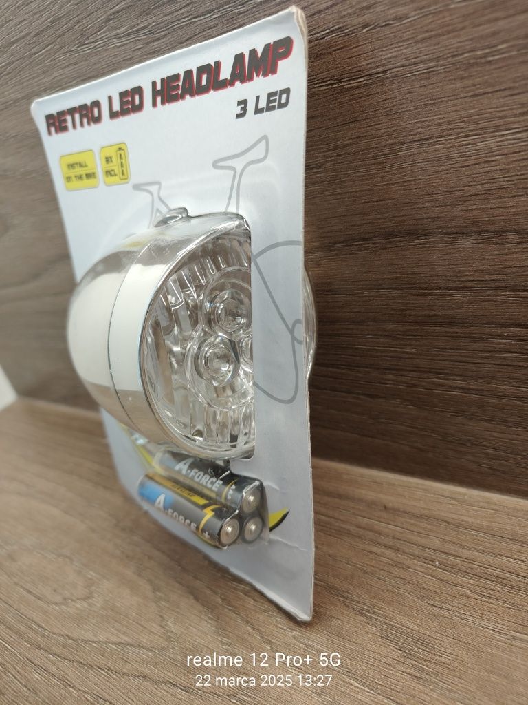 Lampka przednia srebrna do roweru
